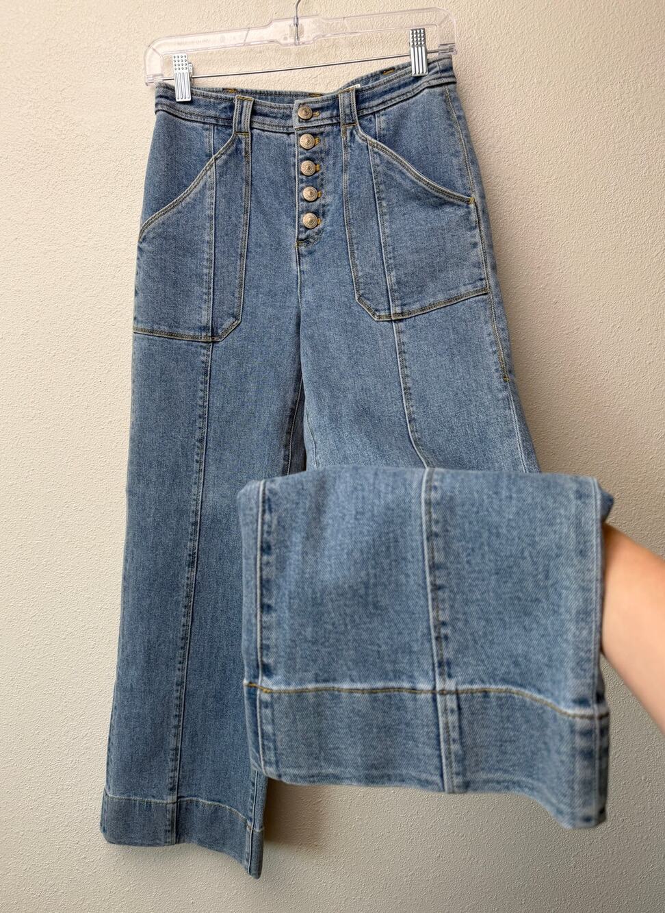 Cinq a Sept Benji Wide Leg Jeans Women US 0 Medium Wash